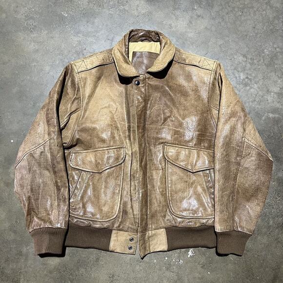 Vintage Other - Vintage 80s Brown Military Bomber Boxy Style Grunge Jacket